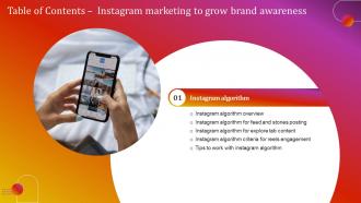 F1362 Instagram Marketing To Grow Brand Awareness Table Of Contents