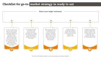 F1411 Checklist For Go To Market Strategy In Ready To Eat Rte Food Industry Report Part 1
