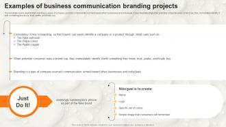 F1530 Examples Of Business Communication Branding Projects Stakeholder Communication Strategy SS V