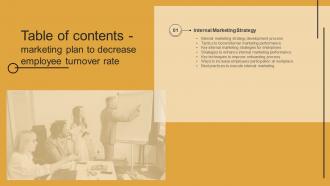 F1557 Marketing Plan To Decrease Employee Turnover Rate Table Of Contents MKT SS V