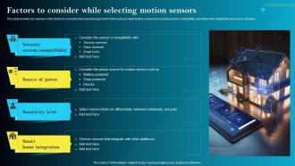 F1560 Factors To Consider While Selecting Motion Sensors Iot Smart Homes Automation IOT SS