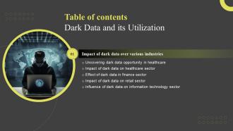 F1656 Dark Data And Its Utilization Table Of Contents Ppt Show Example Introduction