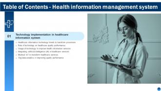 F1660 Health Information Management System Table Of Contents