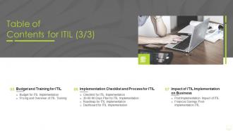 F17 Information Technology Infrastructure Library Itil It Table Of Contents For Itil