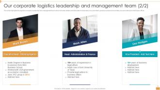 F198 Logistic Company Profile Our Corporate Logistics Leadership And Management Team