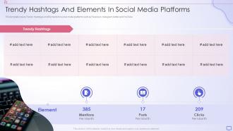 F317 Trendy Hashtags And Elements In Social Media Platforms Social Media Strategy Template Pitch Deck