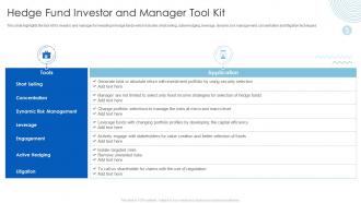 F463 Hedge Fund Investor And Manager Tool Kit Hedge Fund Analysis For Higher Returns