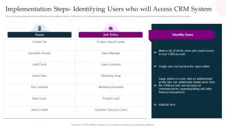 F492 Implementation Steps Identifying Users Who Will Access Crm System Crm Platform Implementation Plan