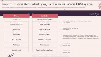 F504 Implementation Steps Identifying Users Who Will Access Customer Relationship Management System