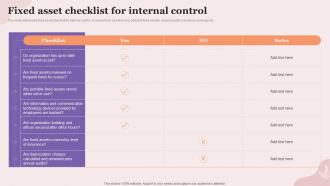 F505 Fixed Asset Checklist For Internal Control Executing Fixed Asset Tracking System Inventory