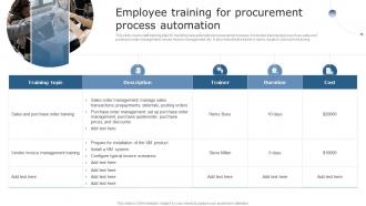 F604 Employee Training For Procurement Process Using Supply Chain Automation To Overcome Operational Challenges