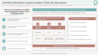 F636 Certified Information Systems Auditor Cisa Job Description It Certifications To Expand Your Skillset