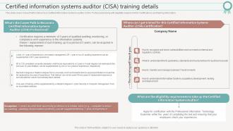F637 Certified Information Systems Auditor Cisa Training Details It Certifications To Expand Your Skillset