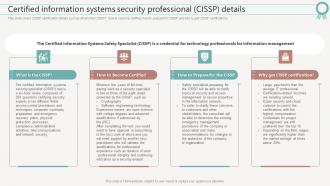 F638 Certified Information Systems Security Professional Cissp Details It Certifications To Expand Your Skillset