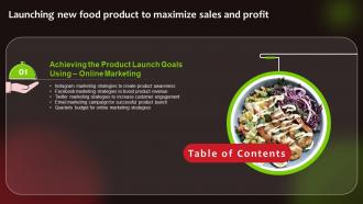 F684 Launching New Food Product To Maximize Sales And Profit Table Of Contents