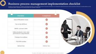F691 Business Process Management Implementation Checklist Business Process Management System