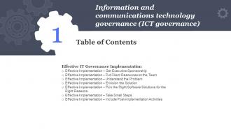 F720 Information And Communications Technology Governance Ict Governance Table Of Contents