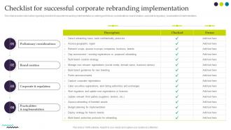F722 Checklist For Successful Corporate Rebranding Implementation Ultimate Guide For Successful Rebranding