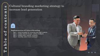 F731 Cultural Branding Marketing Strategy To Increase Lead Generation Table Of Contents