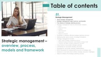 F774 Strategic Management Overview Process Models And Framework Table Of Contnets