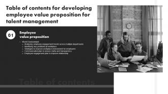 F850 Developing Employee Value Proposition For Talent Management For Table Of Contents