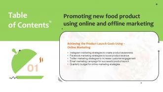 F852 Promoting New Food Product Using Online And Offline Marketing Table Of Contents