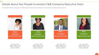 F and b firm investor funding deck details about key people involved in f and b company executive team