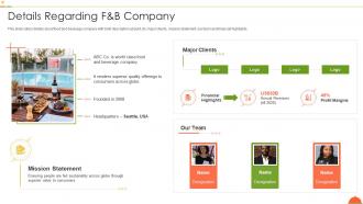 F and b firm investor funding deck details regarding f and b company ppt powerpoint shapes