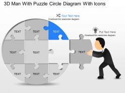 Fa 3d man with puzzle circle diagram with icons powerpoint template