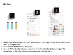 Fa three pencil design text box diagram flat powerpoint design