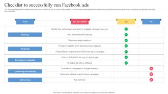 Facebook Ads Strategy To Improve Checklist To Successfully Run Facebook Ads Strategy SS V