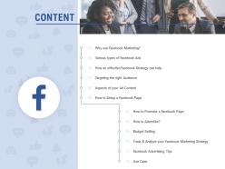 Facebook advertising content ppt powerpoint presentation ideas images