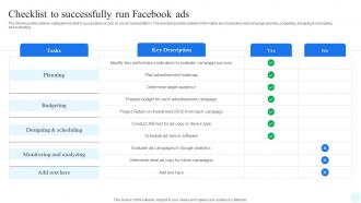 Facebook Advertising Strategy Checklist To Successfully Run Facebook Ads Strategy SS V