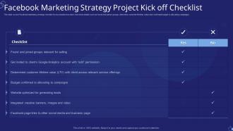 Facebook Marketing Strategy Project Kick Off Checklist