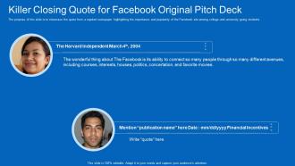 Facebook original killer closing quote for facebook original pitch deck
