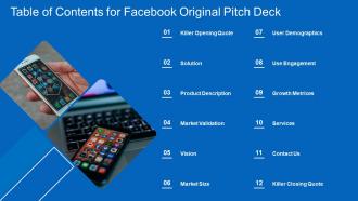 Facebook original table of contents for facebook original pitch deck