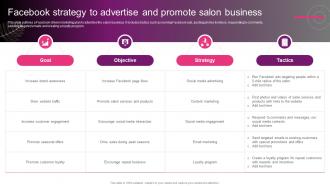 Facebook Strategy To Advertise And Promote New Hair And Beauty Salon Marketing Strategy SS