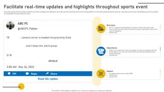 Facilitate Real Time Updates And Highlights Sports Event Marketing Plan Strategy SS V