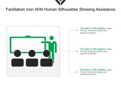Facilitation icon with human silhouettes showing assistance