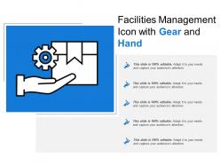 Facilities management icon with gear and hand