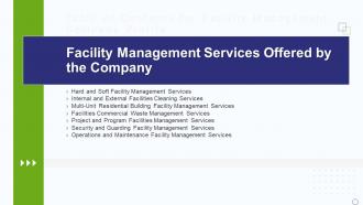 Facility Management Services Offered By The Company For Table Of Contents