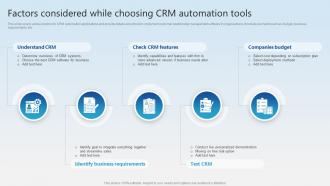 Factors Considered While Choosing CRM Automation Tools