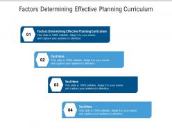 Factors determining effective planning curriculum ppt powerpoint presentation infographic template grid cpb