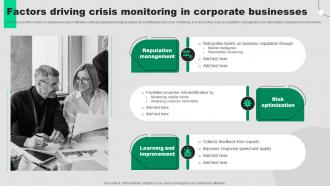 Factors Driving Crisis Monitoring In Corporate Businesses