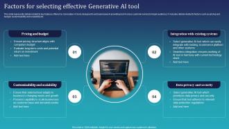 Factors For Selecting Effective Generative Ai Tool Integrating Chatgpt For Improving ChatGPT SS