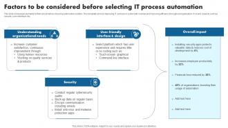 Factors To Be Considered Before Selecting IT Process Automation