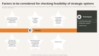 Factors To Be Considered For Checking Feasibility Business Strategic Analysis Strategy SS V