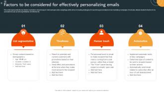 Factors To Be Considered For Effectively Personalizing Emails Data Driven Marketing Campaign MKT SS V