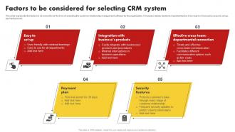 Factors To Be Considered For Selecting CRM System Customer Relationship Management MKT SS V