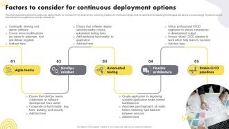 Factors To Consider For Continuous Deployment Options